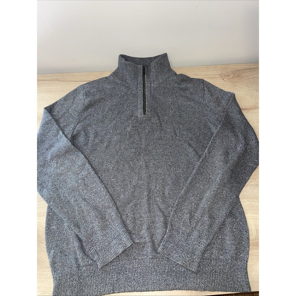 Banana Republic Gray Quarter Zip Sweater M Old Money Quiet Luxury Office Knit